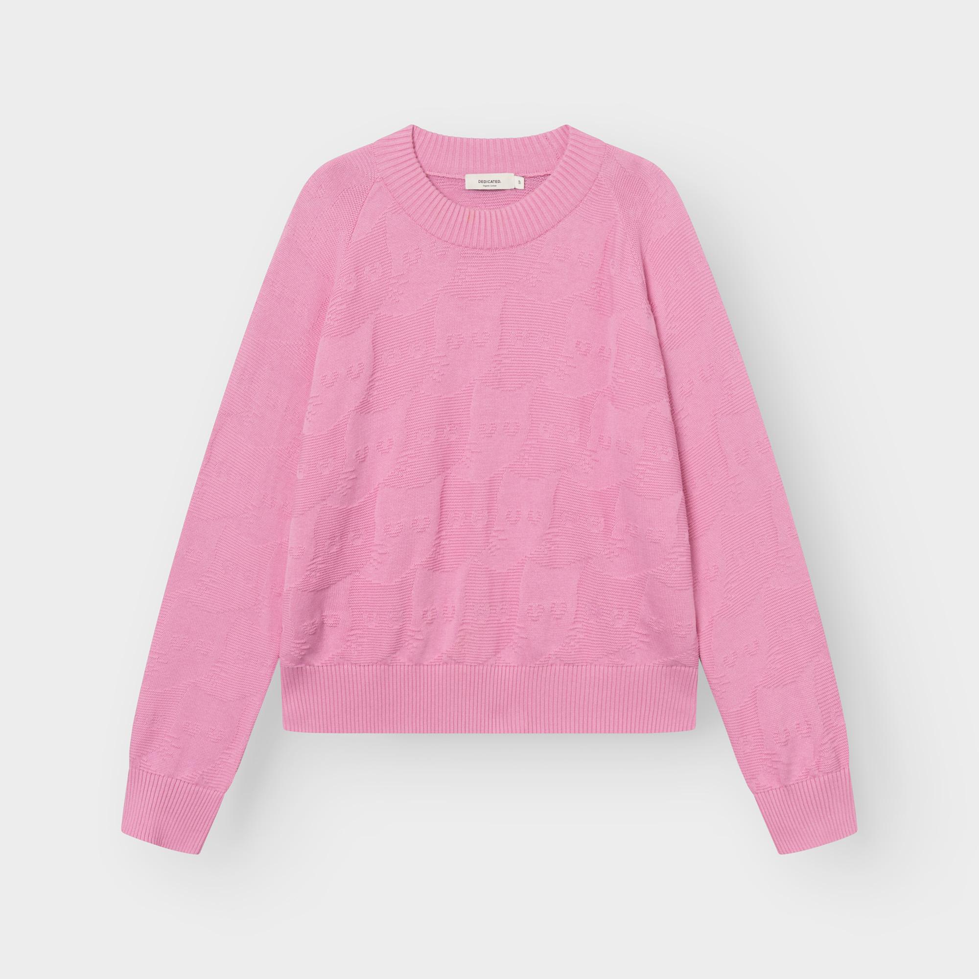 Dedicated Husie Pepita Cats Knit Moonlite Pink Damen Strickpullover pink